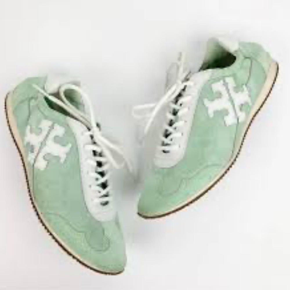 Tory Burch Mint Green and White Sneakers